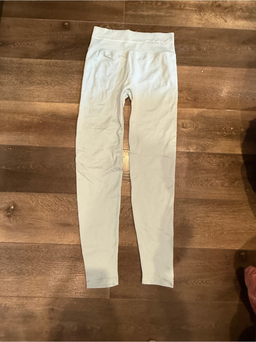 PINK Victoria’s Secret Light Blue Logo Script Leggings